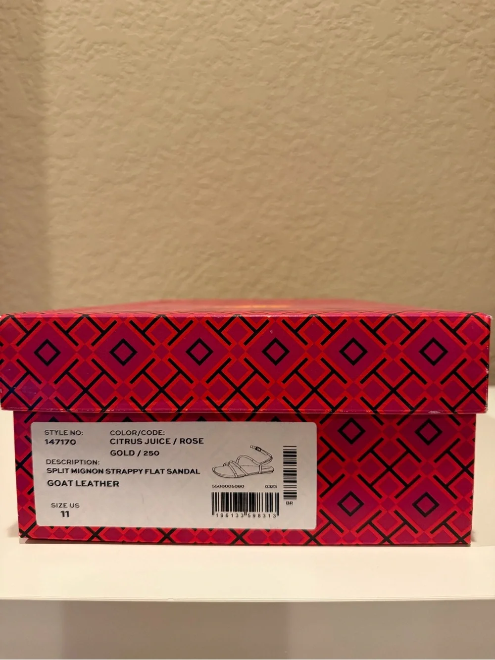 Tory Burch Orange and Gold Strappy Flat Sandals